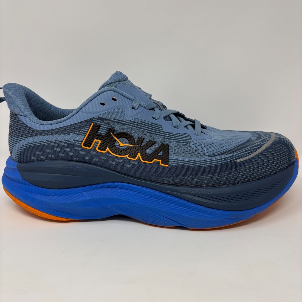 Hoka Skyflow Mens Size 9.5 2E Wide Blue Orange Running Shoes (1155117 DHN)